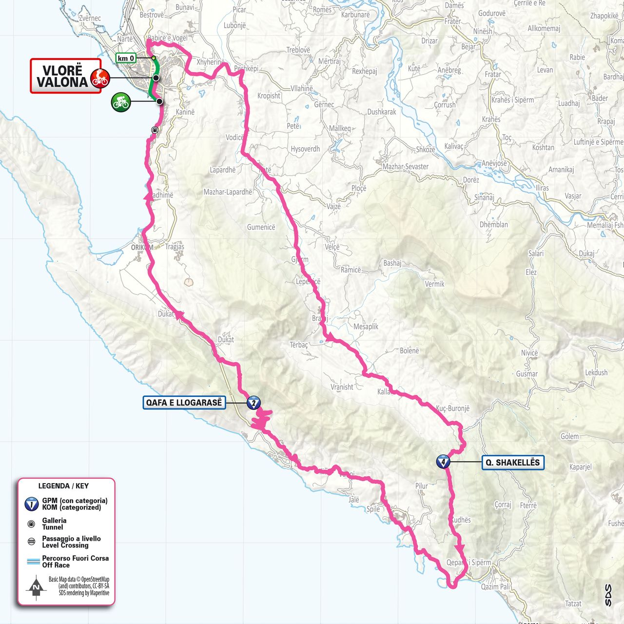 Stage 3 map for the 2025 Giro d'Italia