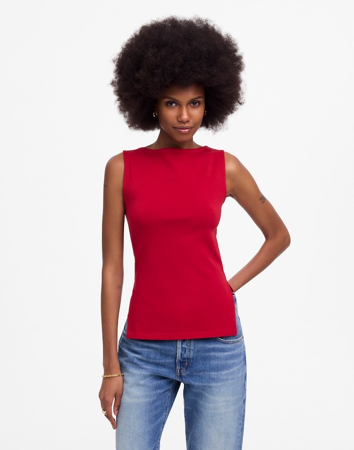 Madewell , Sleeveless Boatneck Side Slit Tee