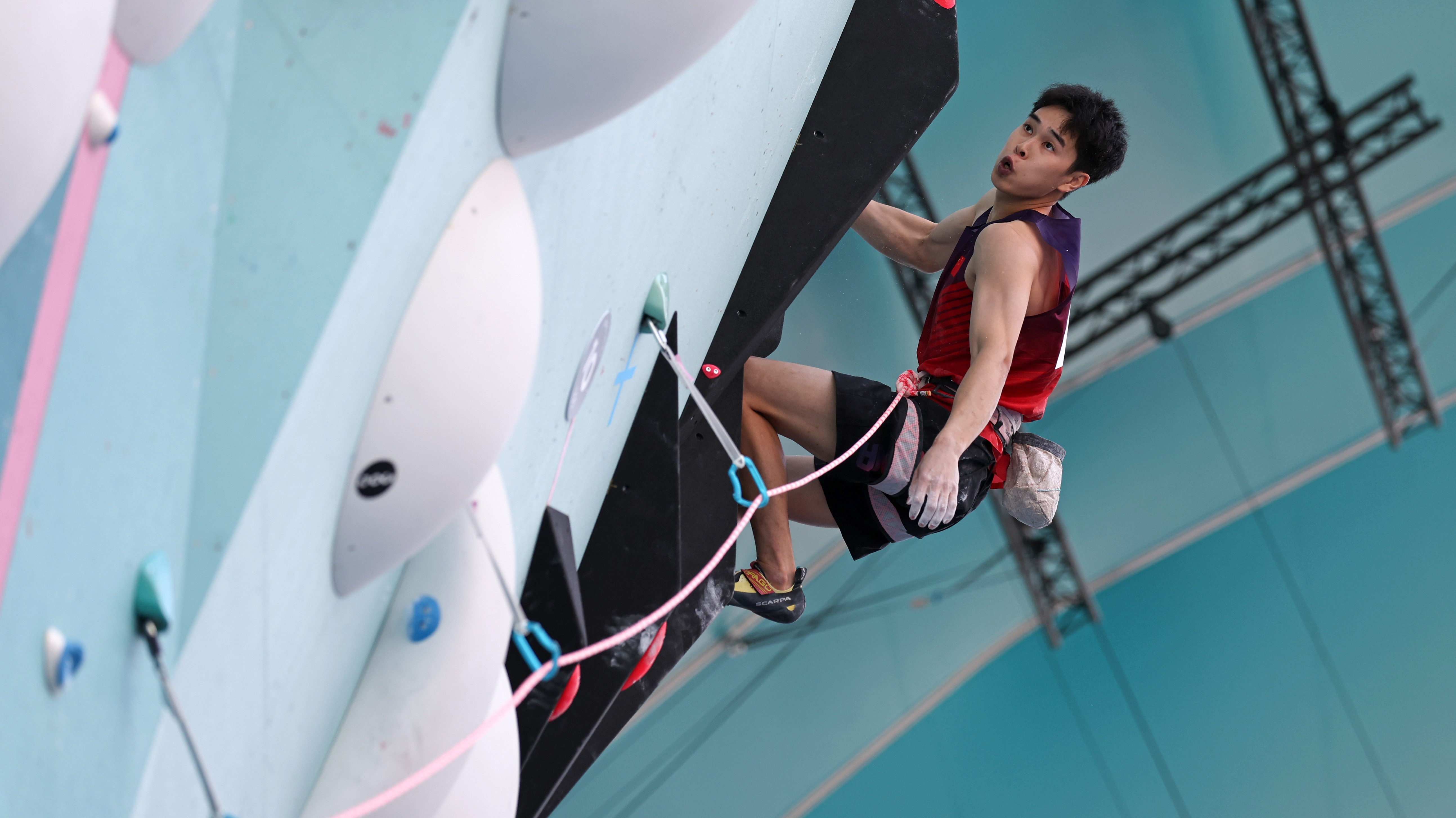 Yufei Pan of China competes during the Men's Boulder & Lead, Semifinal Leadon day twelve of the Olympic Games Paris 2024
