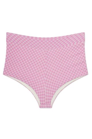 patterned pink high waisted bikini bottom