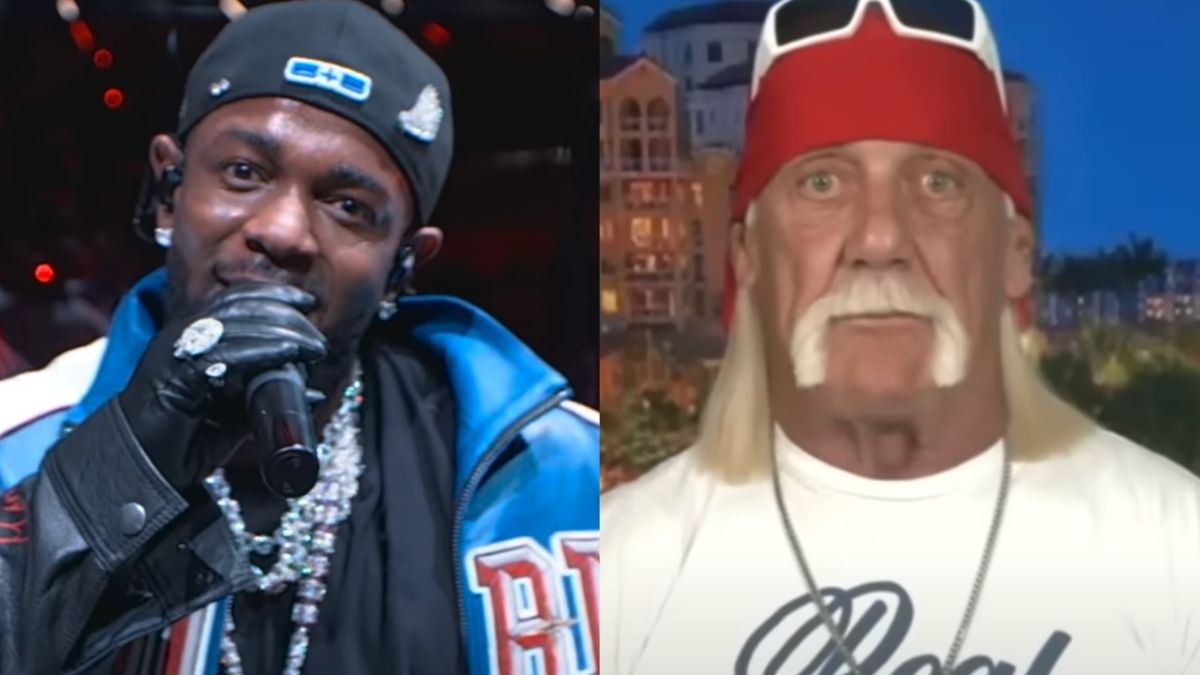 Kendrick Lamar split image with Hulk Hogan