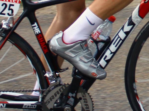 Leipheimer's new Giro shoes sport three wide and offset Velcro straps and the carbon sole looks especially thin - but we'll have to wait for additional details until late August when they're officially introduced to the world.