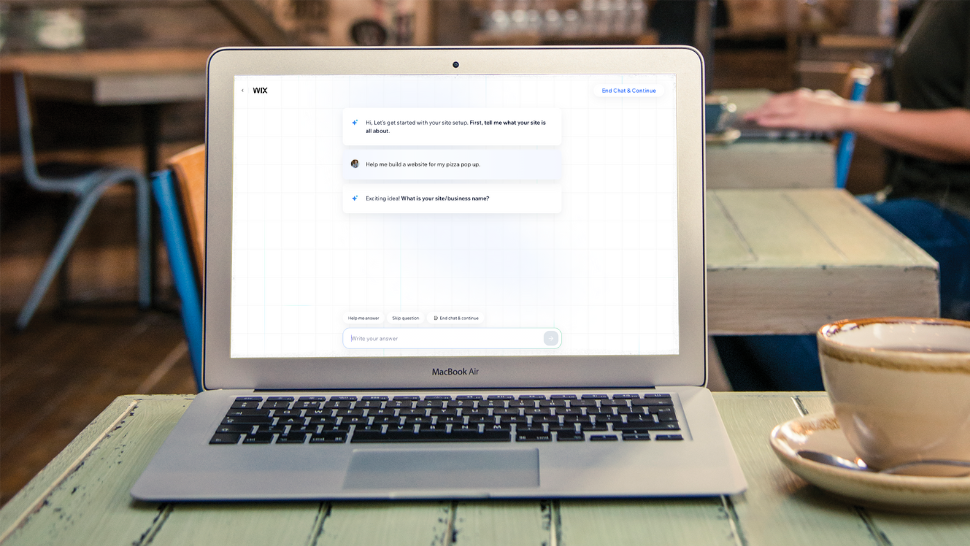 Screenshot of Wix AI website builder being used on a macbook laptop 