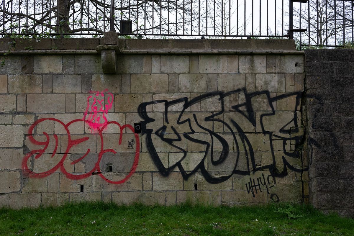Graffiti on a wall in a park