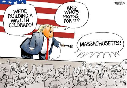 Political Cartoon U.S. Trump Wall Colorado Massachusetts