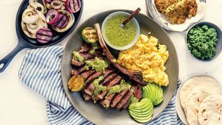 healthy-brunch-ideas-family-style-chimichurri-steak-and-egg-tacos