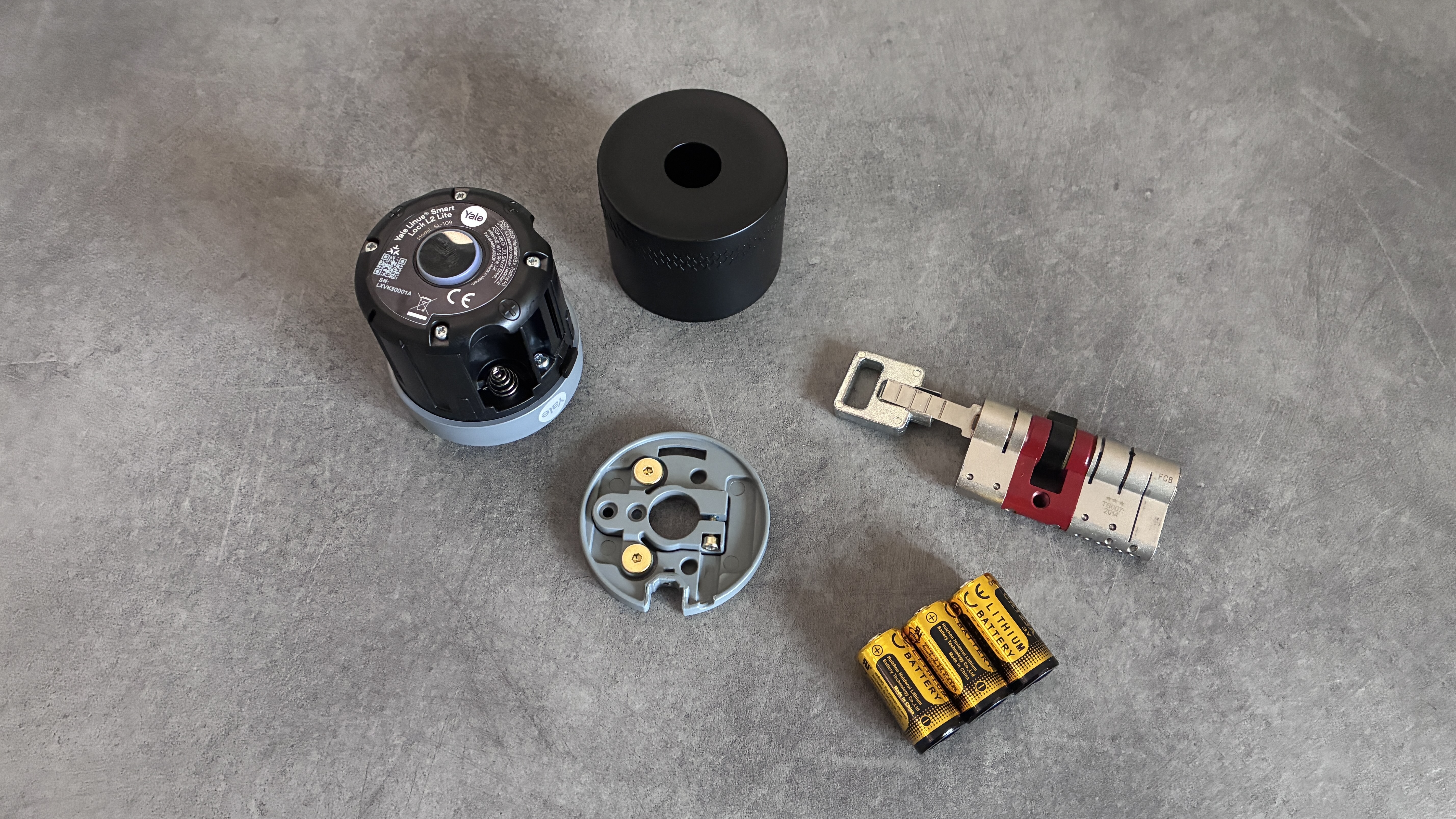 Yale Linus Smart Lock L2 Lite components on table before installation