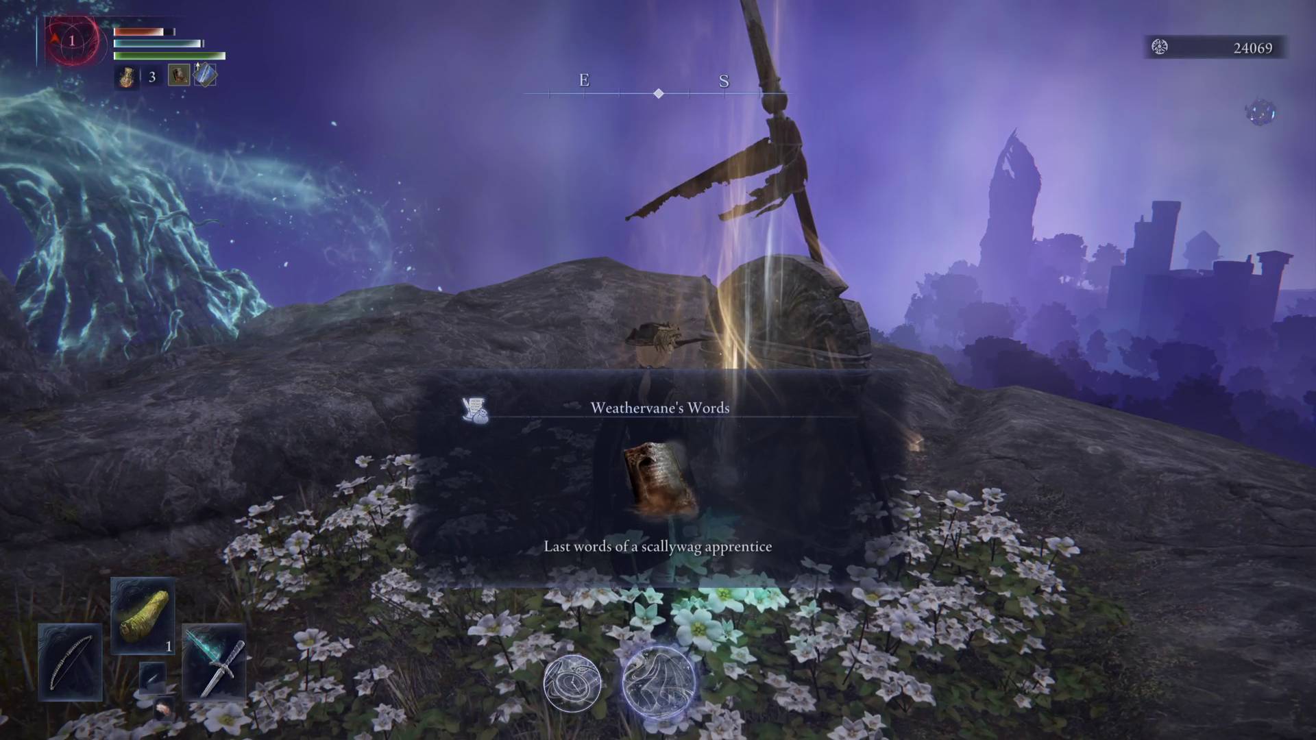 Elden Ring Nightreign Duchess Remembrance quest collecting Weathervane's Words from the grave in Limveld