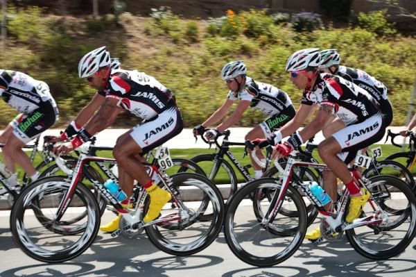Luis Amaran (Jamis-Sutter Home) moves to the front to get ready for his attack.