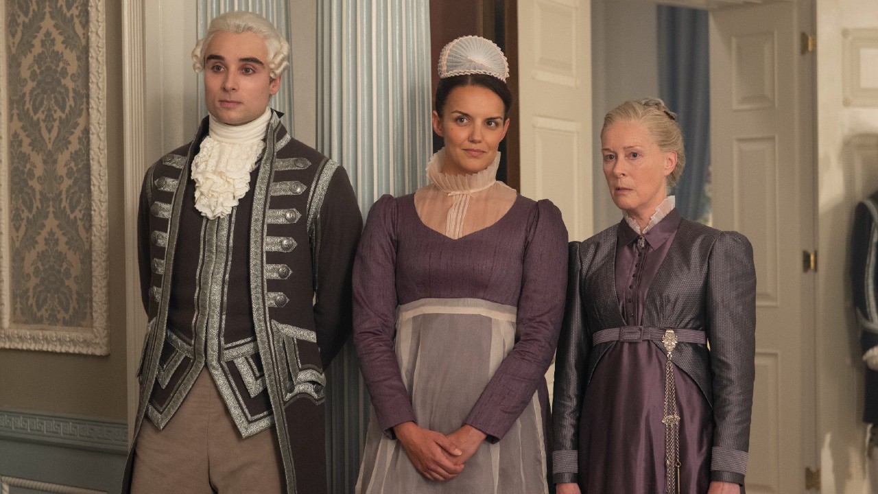 (L to R) Oli Higginson as Footman John, Sophie Lamont as Celia, Geraldine Alexander as Mrs. Wilson