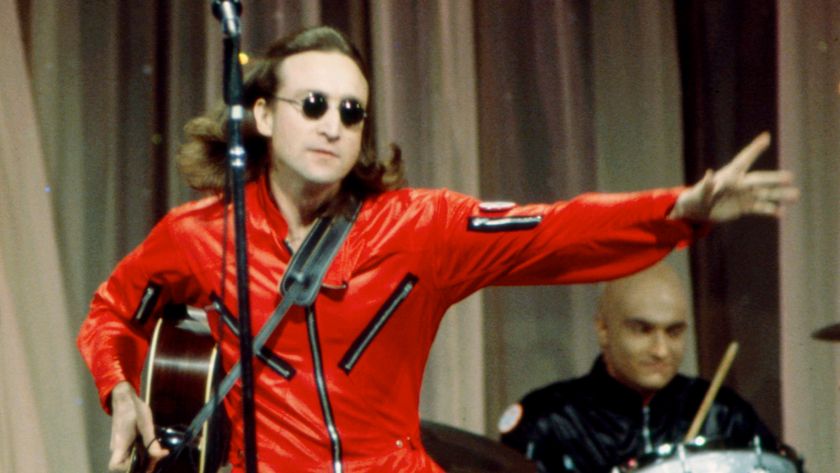 John Lennon performing live in his last public performance on the ABC tv special &#039;Salute to Sir Lew - The Master Showman&#039; at the Grand Hilton Hotel