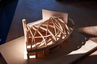 wooden model of auditorium by Tobia Scarpa
