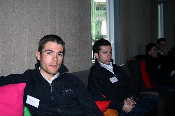 Maxime Monfort waits to be introduced alongside neo-pro Julien El Fares