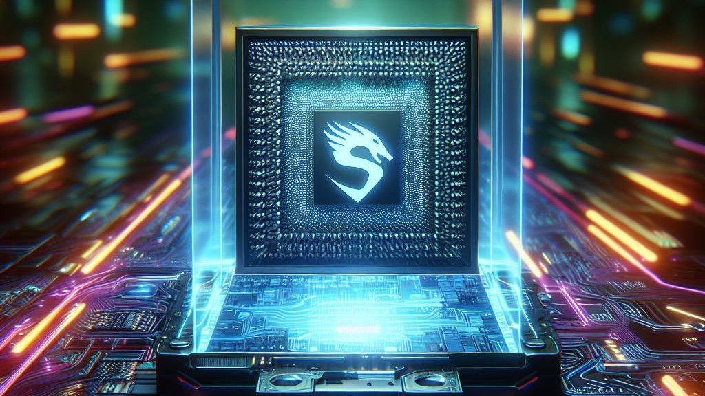 An AI render of a Snapdragon X chip