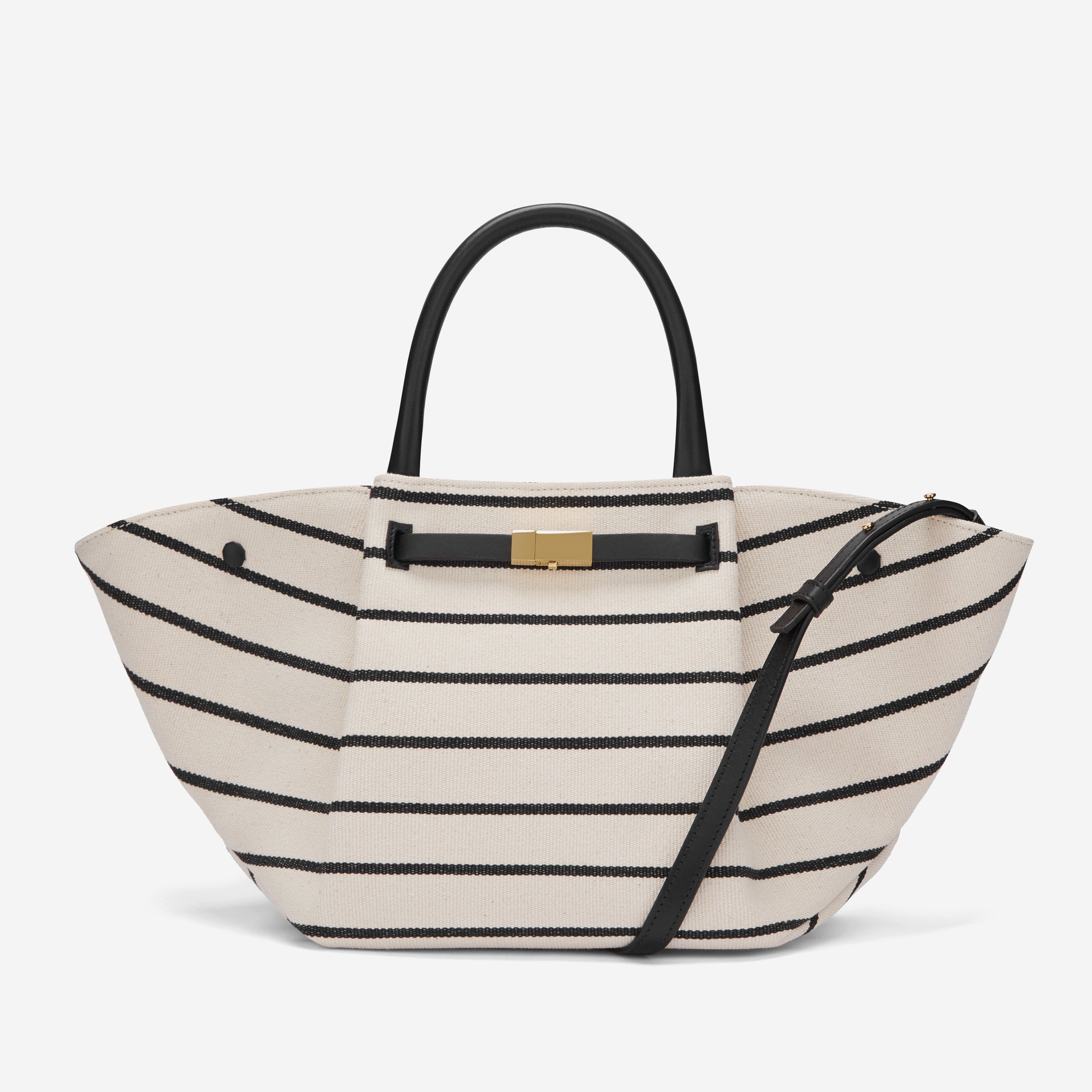 The Midi New York | Black Striped Ecru Canvas | Demellier