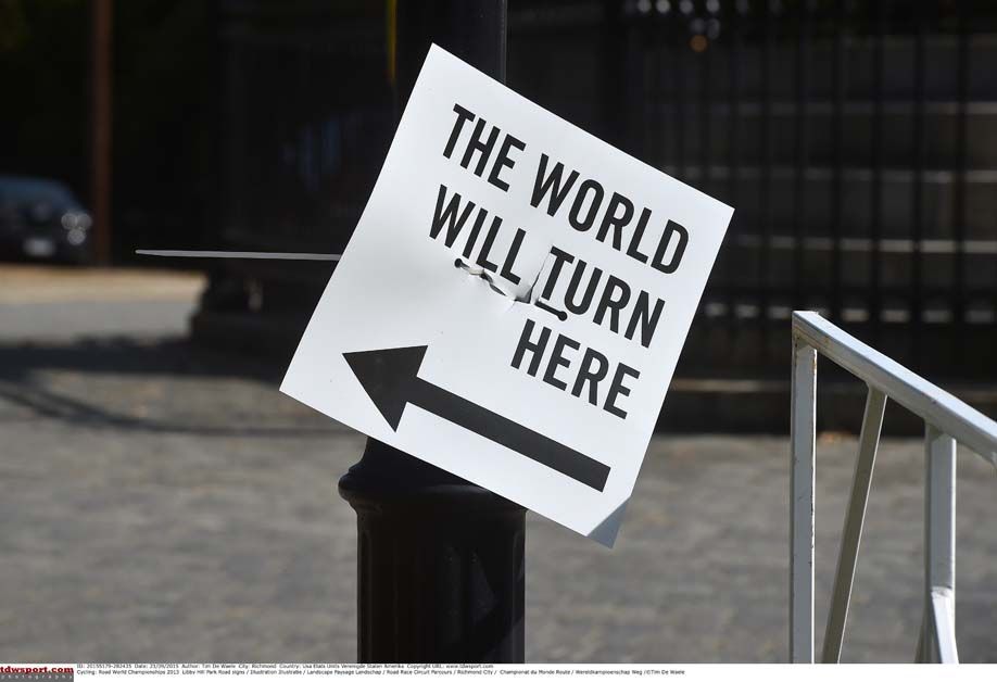 A sign on the Worlds course