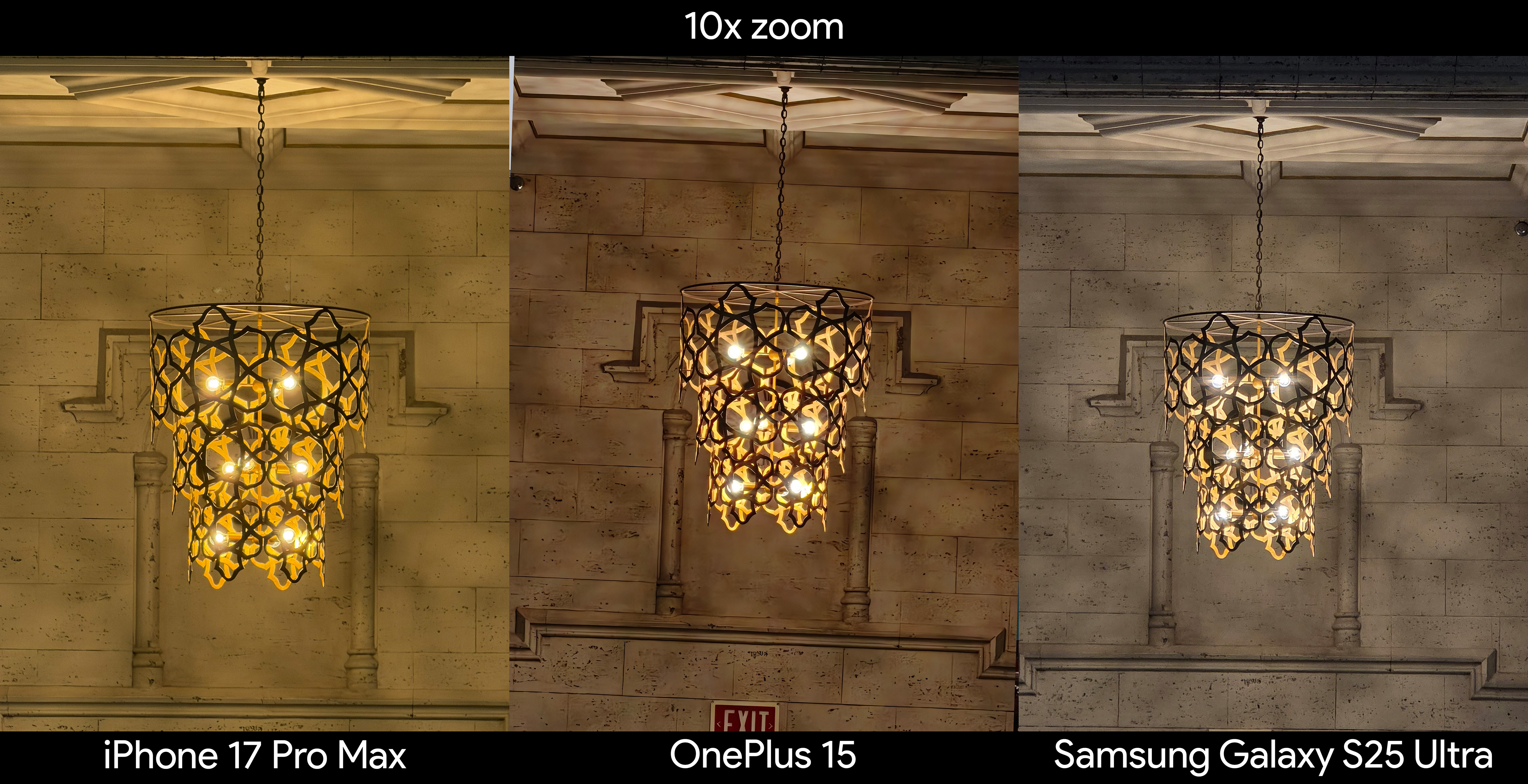 Camera samples from the OnePlus 15 showing 10x zoom quality