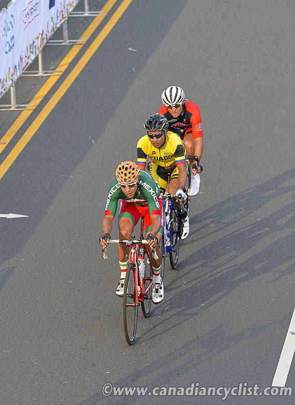 The break starts two laps to go