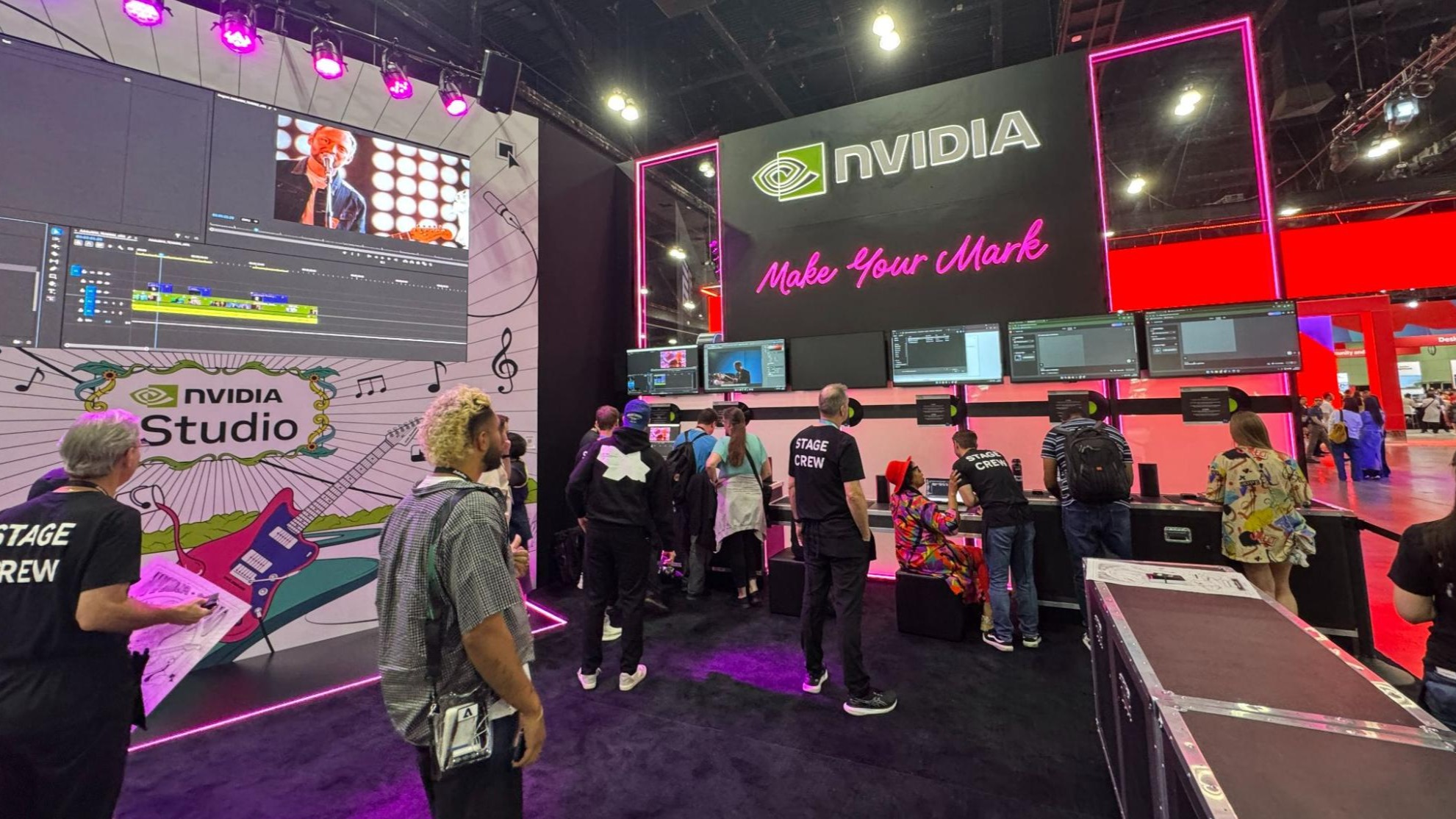 Attendees at the NVIDIA booth at Adobe MAX 