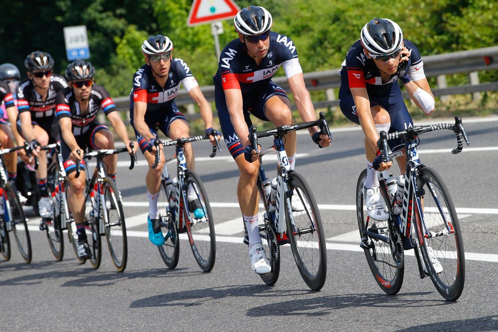 IAM Cycling lead the peloton on stage 10 of the Giro d'Italia