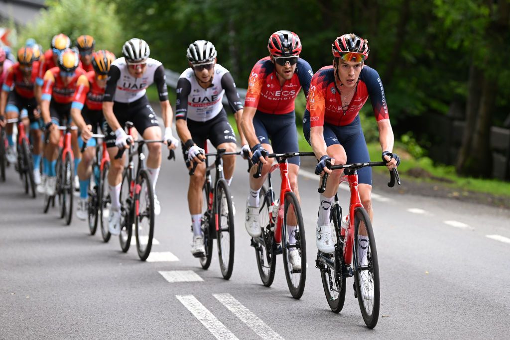 BIELSKOBIALA POLAND AUGUST 02 Thymen Arensman of The Netherlands and Team INEOS Grenadiers leads the peloton during the 80th Tour de Pologne 2023 Stage 5 a 1988km stage from Pszczyna to BielskoBiala 430m UCIWT on August 02 2023 in BielskoBiala Poland Photo by Dario BelingheriGetty Images