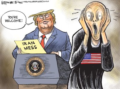 Political Cartoon U.S. Trump Iran Mess The Scream