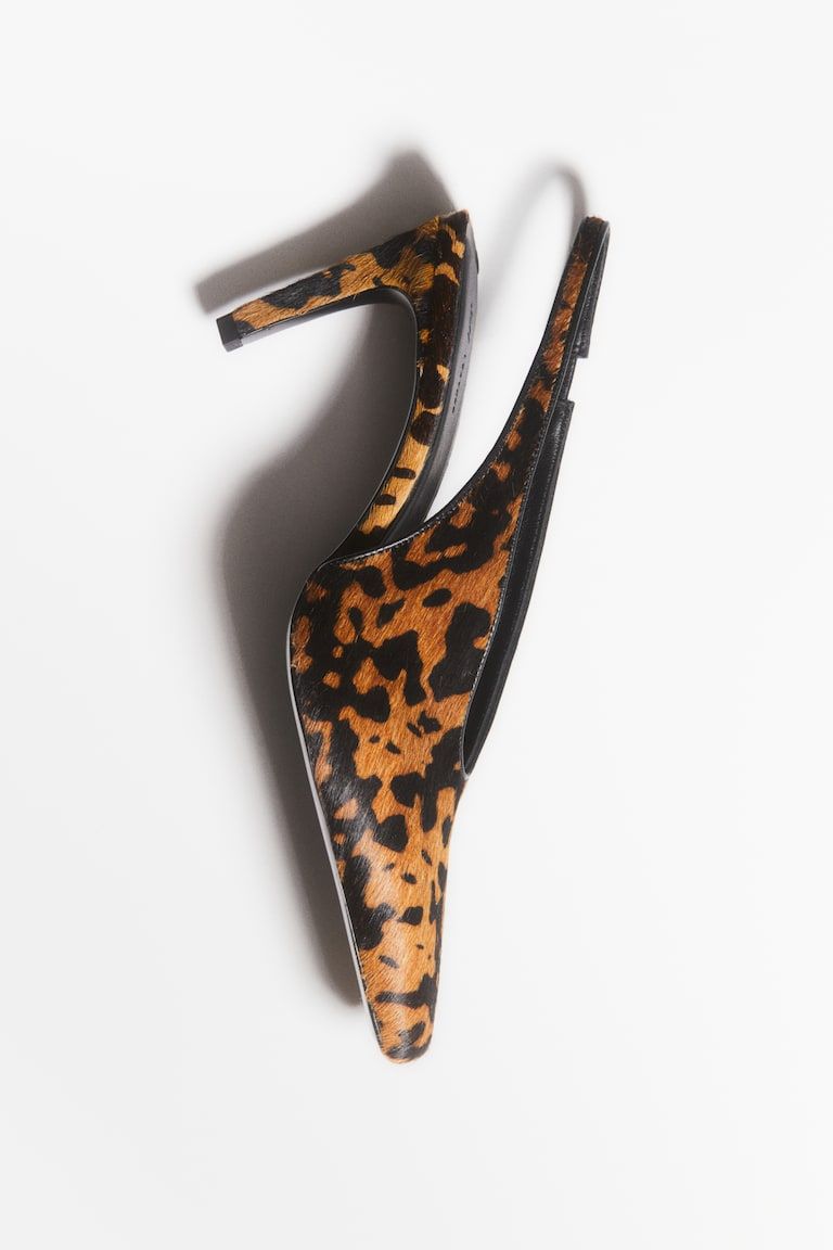 Heeled Leather Slingbacks