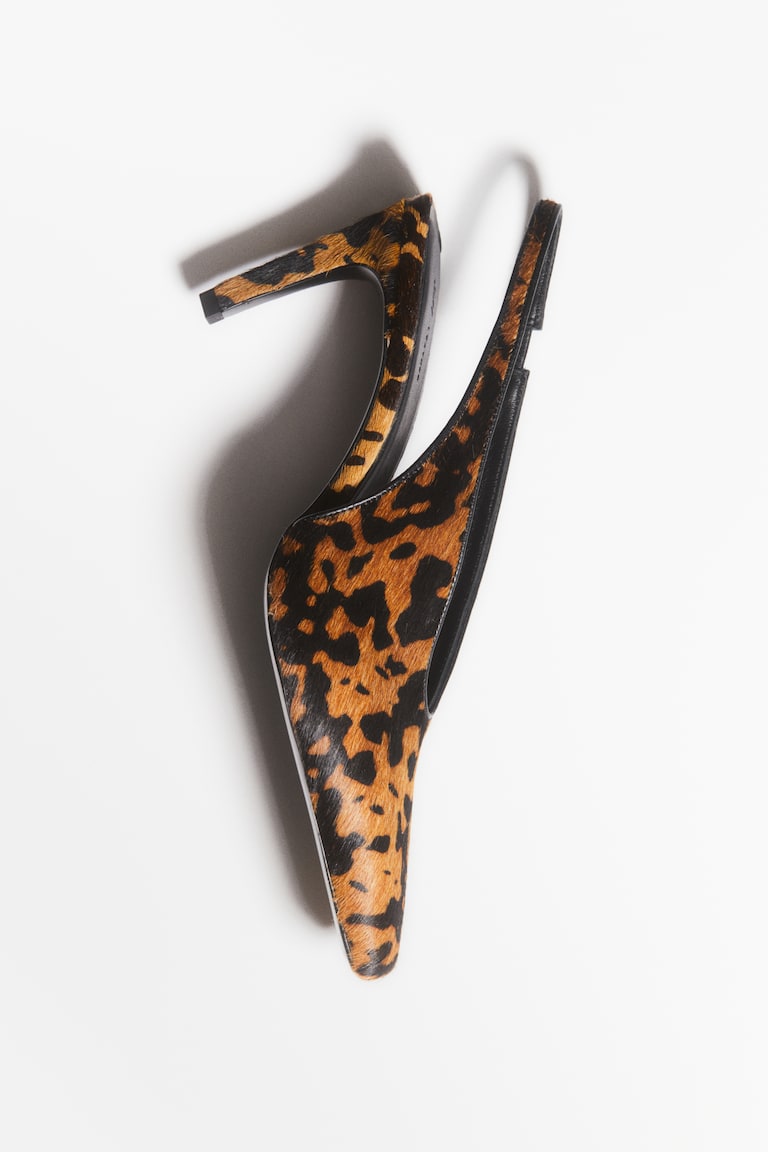 Heeled Leather Slingbacks