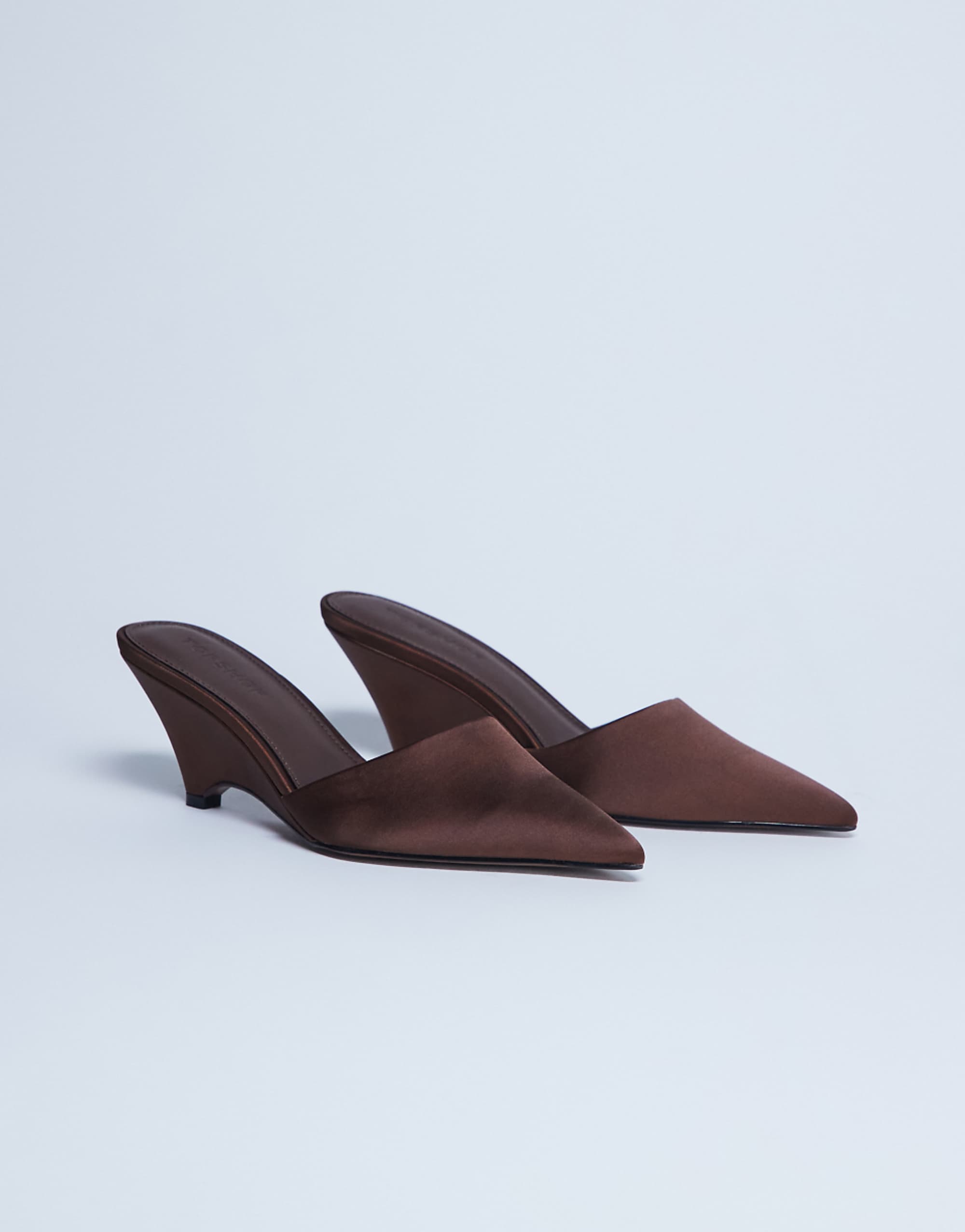 Topshop Annie Wedge Closed Toe Shoes in Chocolate