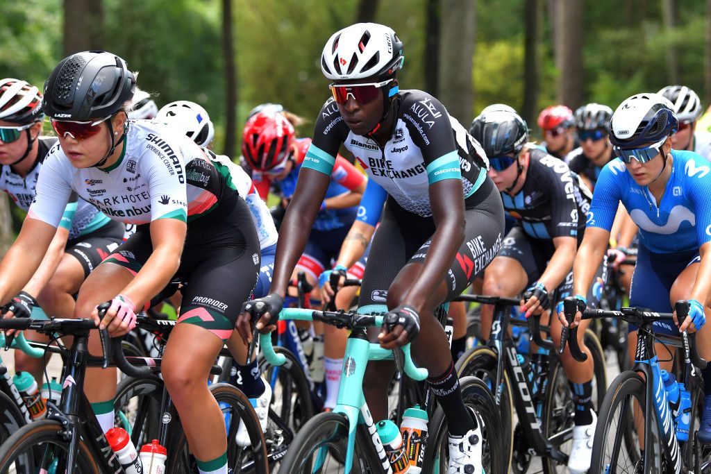HARDENBERG NETHERLANDS AUGUST 25 Teniel Campbell of Trinidad And Tobago and Team BikeExchange during the 23rd Simac Ladies Tour 2021 Stage 1 a 1344km stage from Zwolle to Hardenberg SLT2021 UCIWWT on August 25 2021 in Hardenberg Netherlands Photo by Luc ClaessenGetty Images