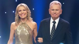 Vanna White and Pat Sajak on Celebrity Wheel of Fortune.