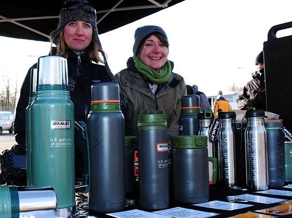 The Stanley booth was busy given the frigid weather.