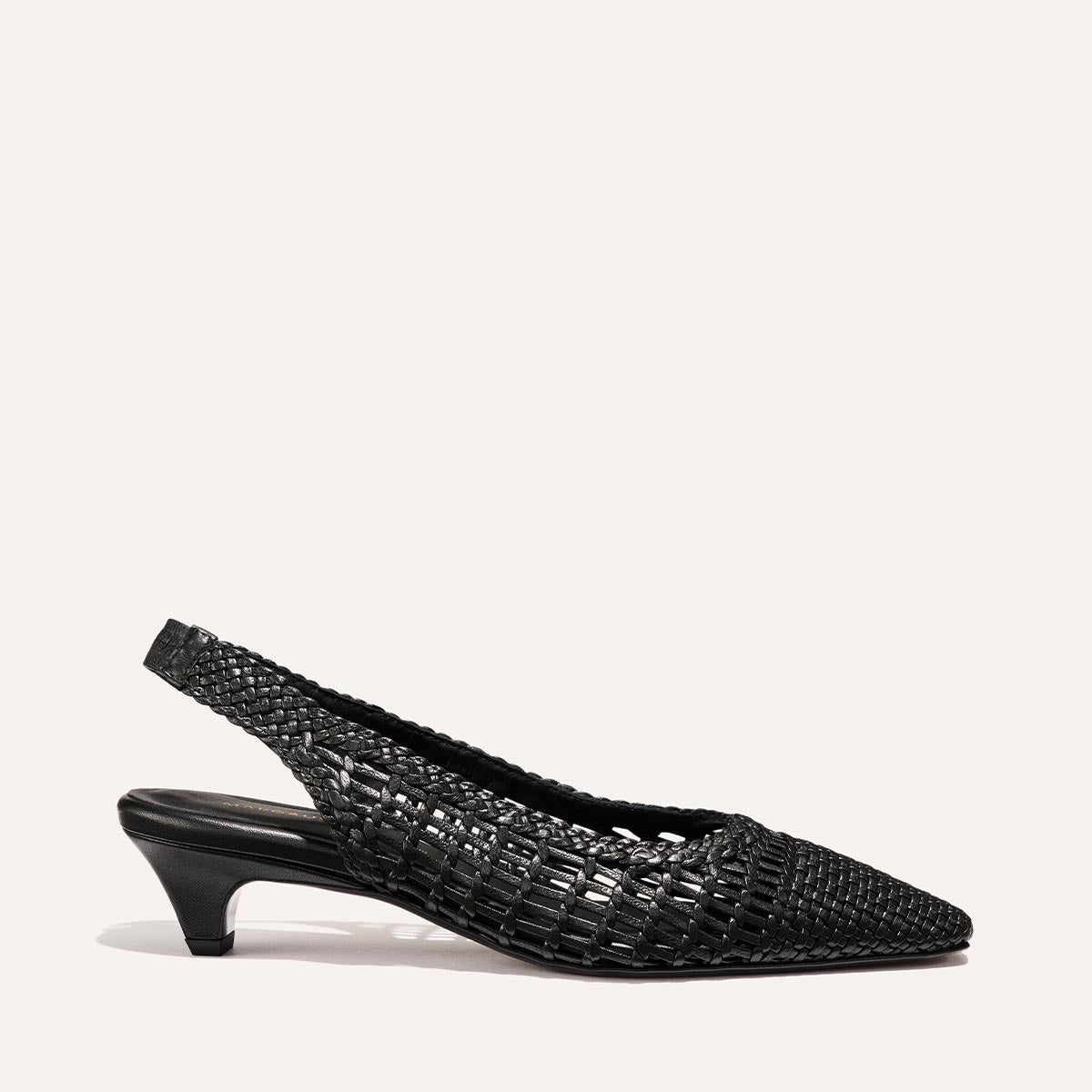 The Sofia Sling - Black Woven Leather