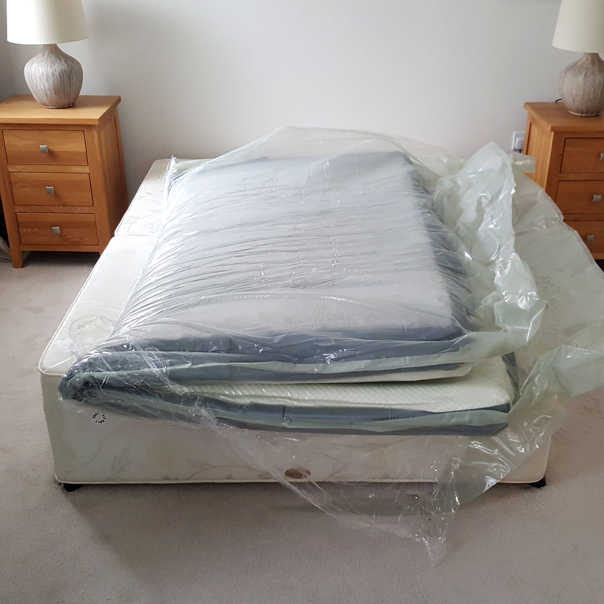 A Simba mattress in its packaging