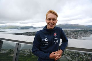 TROMSO NORWAY AUGUST 04 Andreas Leknessund of Norway and Team Norway poses during the 8th Arctic Race Of Norway 2021 Media Opportunity ArcticRace on August 04 2021 in Tromso Norway Photo by Stuart FranklinGetty Images
