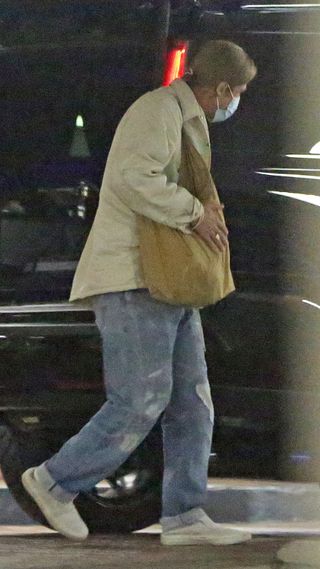 Brad Pitt is seen on February 24, 2021 in Los Angeles, California.