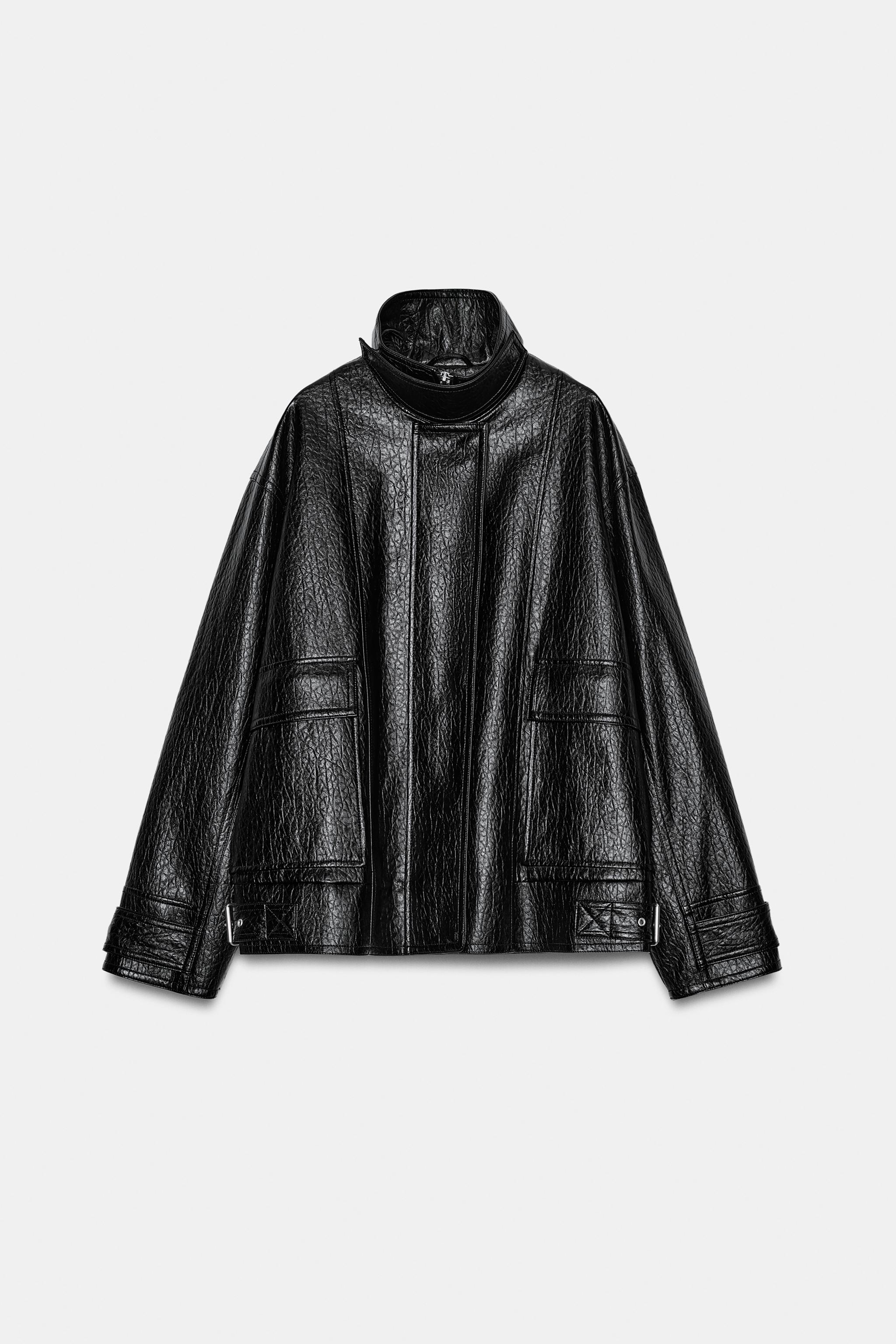 Zw Collection Oversized Faux Leather Jacket