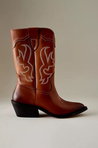 By Anthropologie Suede Leather Western Cowboy Boots