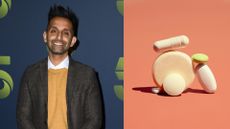 Dr Amir Khan next to vitamin D tablets in pile, representing the differences between vitamin D2 vs D3