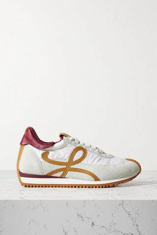 Flow Logo-Appliquéd Shell, Suede and Leather Sneakers
