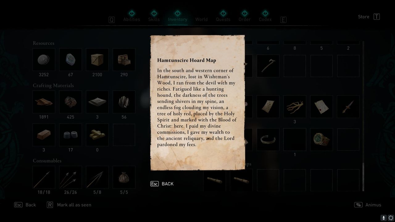 AC valhalla hamtunscire treasure hoard map location