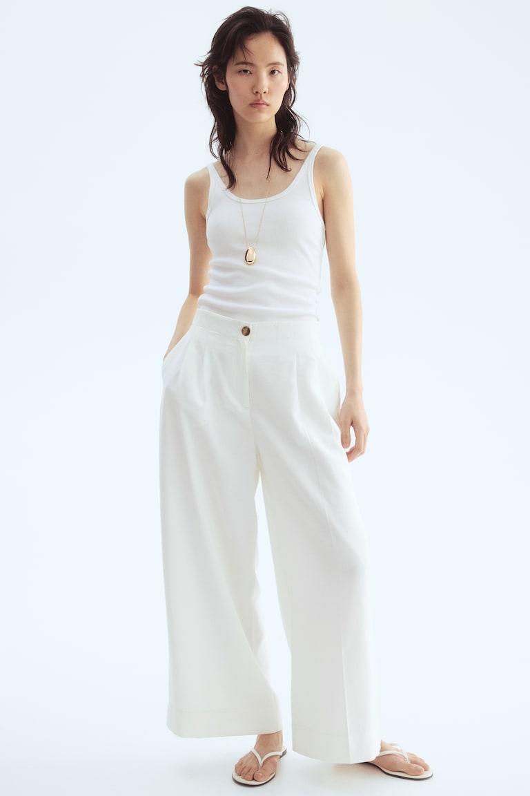 Wide Ankle-Length Trousers