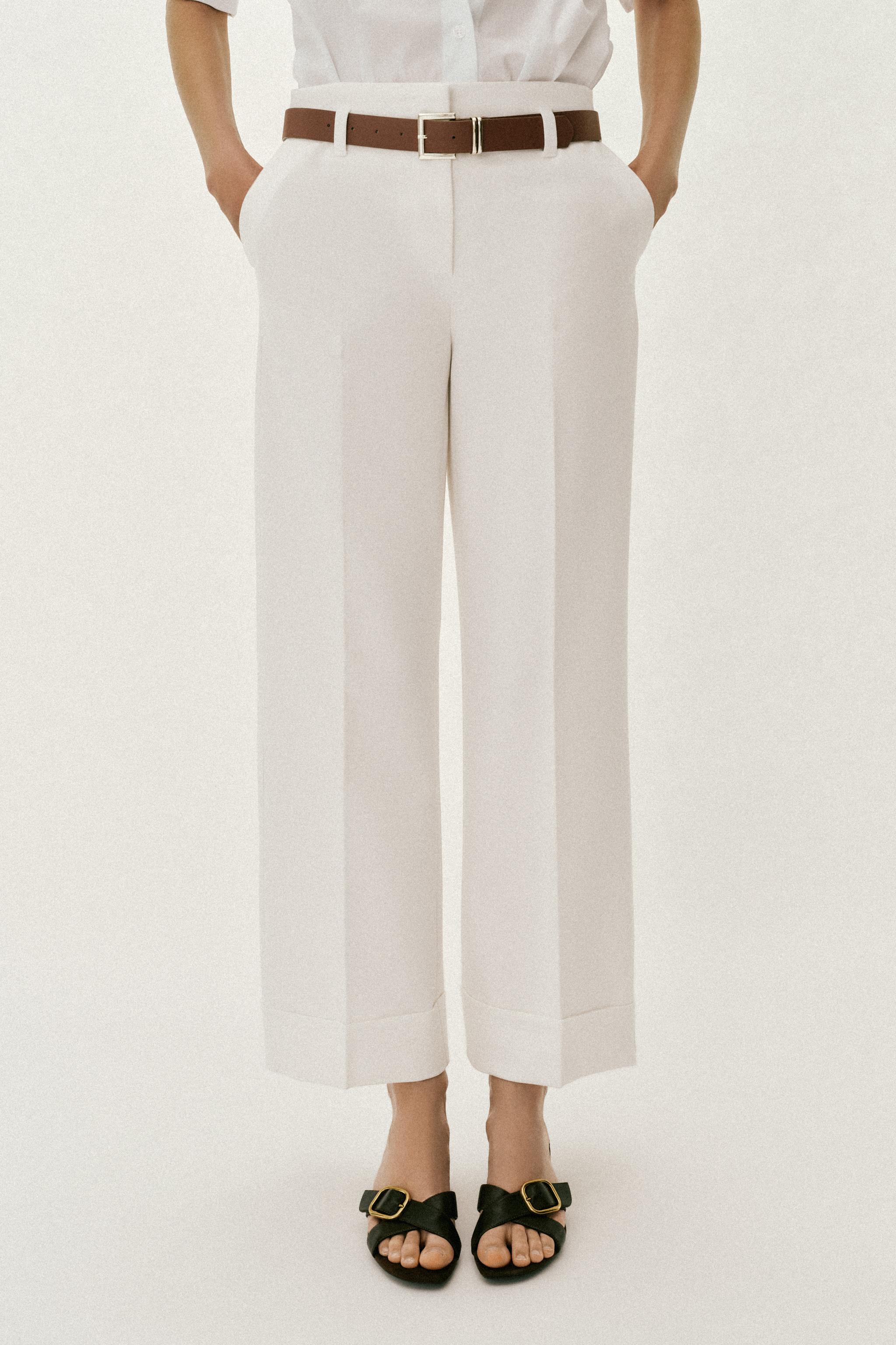Belted Cuffed Hem Pants