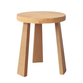 solid wood timber stool with three legs