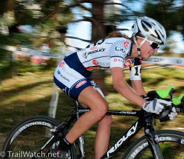 Amanda Miller (Hudz Subaru) streaking through some trees.