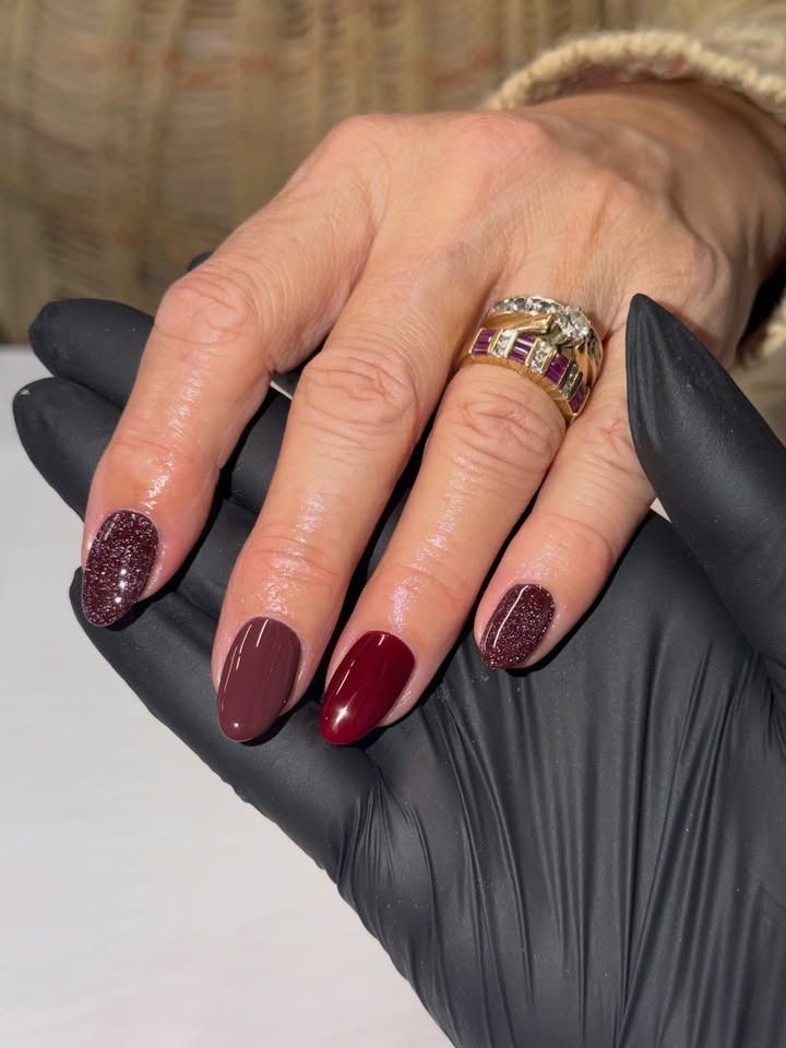 Photo of burgundy and mauve nails