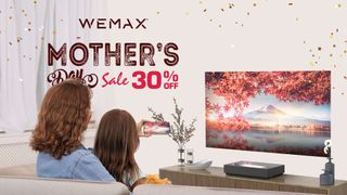 WeMax Nova 4K UST Laser Projector with Mothers Day Sale code.