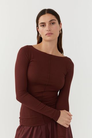 Boat Neck Top Burgundy