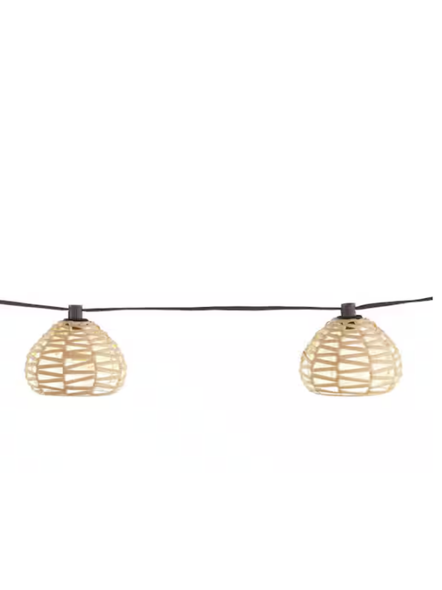 10-Light 10 ft. Outdoor/Indoor Plug-In Round Globe Bulb LED Rattan String Light