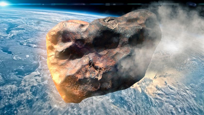An illustration of an asteroid burning up as it enters Earth&#039;s atmosphere